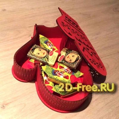 Коробочка варежка новогодняя 2D