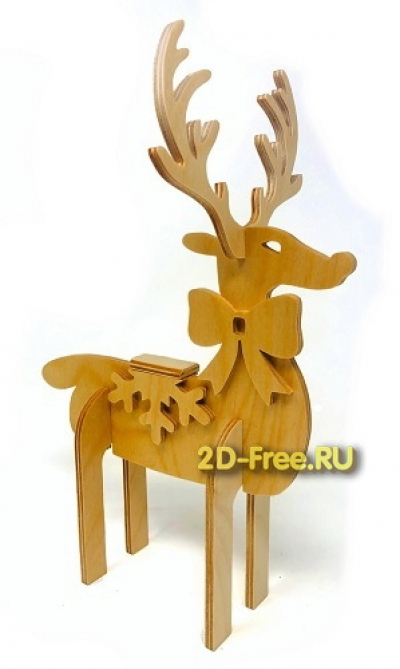 Рождественский олень 2D макет для лазерной резки