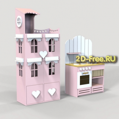 Домик и кухня модель dxf