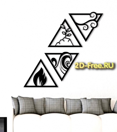 4 стихии панно 2D макет для лазерной резки