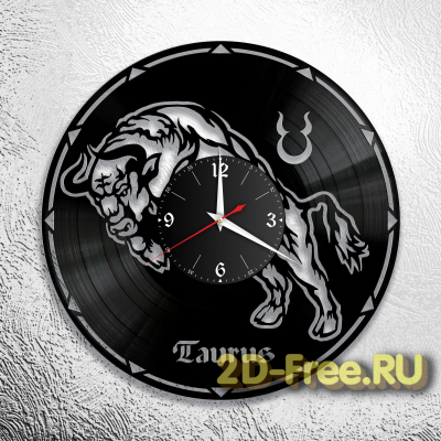 Часы на пластинке знак зодиака телец