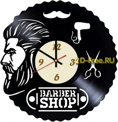 Barber Shop часы на пластинке макет