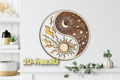 Солнце панно 2D макет для лазерной резки