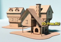 Домики 2D макет для лазерной резки