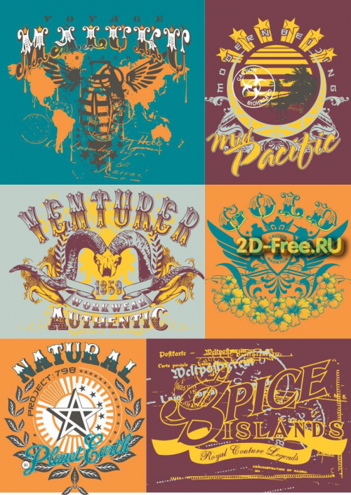 Рисунки на футболки T-shirt vector free 08
