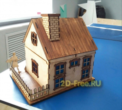 Домик баня 2D макет для лазерной резки