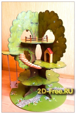 Сказочное дерево 2D макет для лазерной резки
