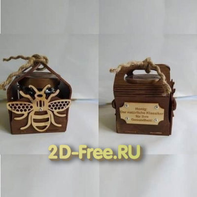 Коробочка под баночку с медом 2D макет для лазерной резки