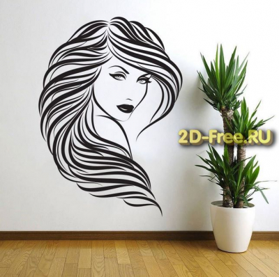 Девушка вектор черно белый dxf