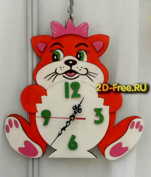 Часы с котом макет 117 формат cdr