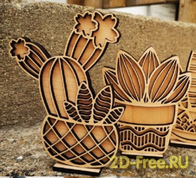 Кактусы 2D макет для лазерной резки