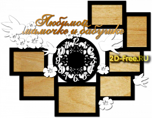Часы с фоторамкой макет 44