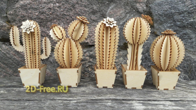 Кактус 2D макет для лазерной резки
