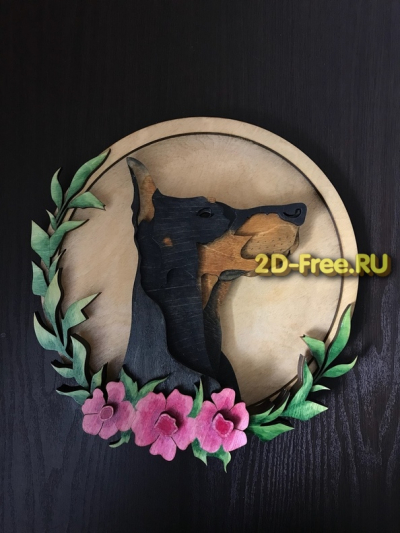 Панно собака в рамке cdr