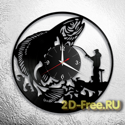 Часы на пластинке рыбалка 6