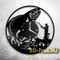 Часы на пластинке рыбалка 6