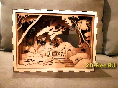 Картина лес 2D макет для лазерной резки
