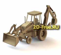 Трактор с ковшом и отвалом - 3d пазл