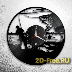 Часы на пластинке рыбалка 7