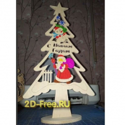 Новогодняя елка на подставке 2D макет