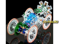 Автомобиль с радиальным двигателем 2D макет