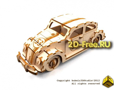 Машинка Fusca 2D макет для лазерной резки