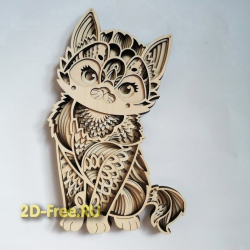 Кошка пано многослойное 2D макет для лазерной резки