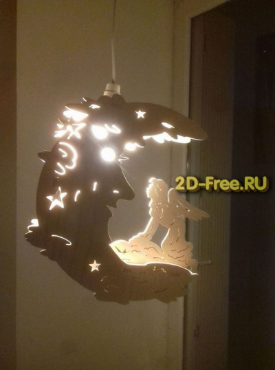 Ангел и луна светильник модель dxf