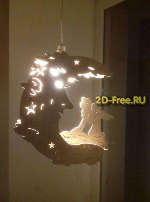 Ангел и луна светильник модель dxf