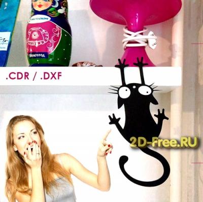 Кот сорванец 2D макет для лазерной резки