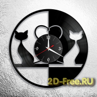 Часы на пластинке коты 2