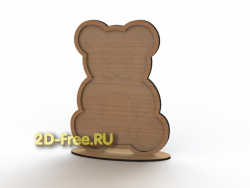 Мишка копилка 2D макет для лазерной резки